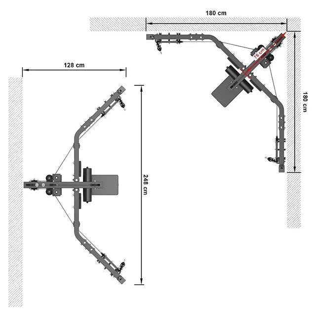 ATX® Corner Cable Cross u. Latzugstation - mit Steckgewichten - Dual Kabelzug