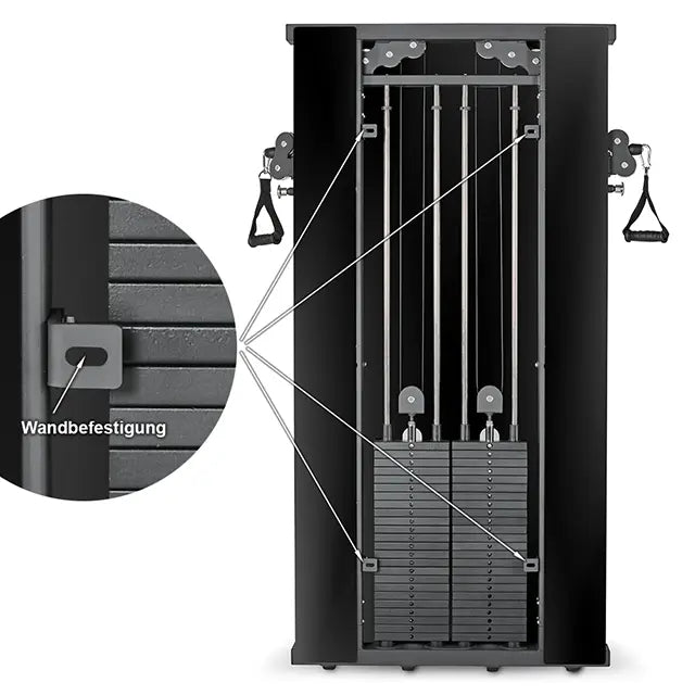 ATX® Duale Wandzugstation - Mirror - mit 2 x 60 kg Steckgewichten - Dual Kabelzug