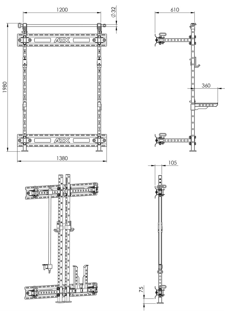 ATX® Fold Back Rack FBR - 500 - Höhe 198 cm - Wall Rack