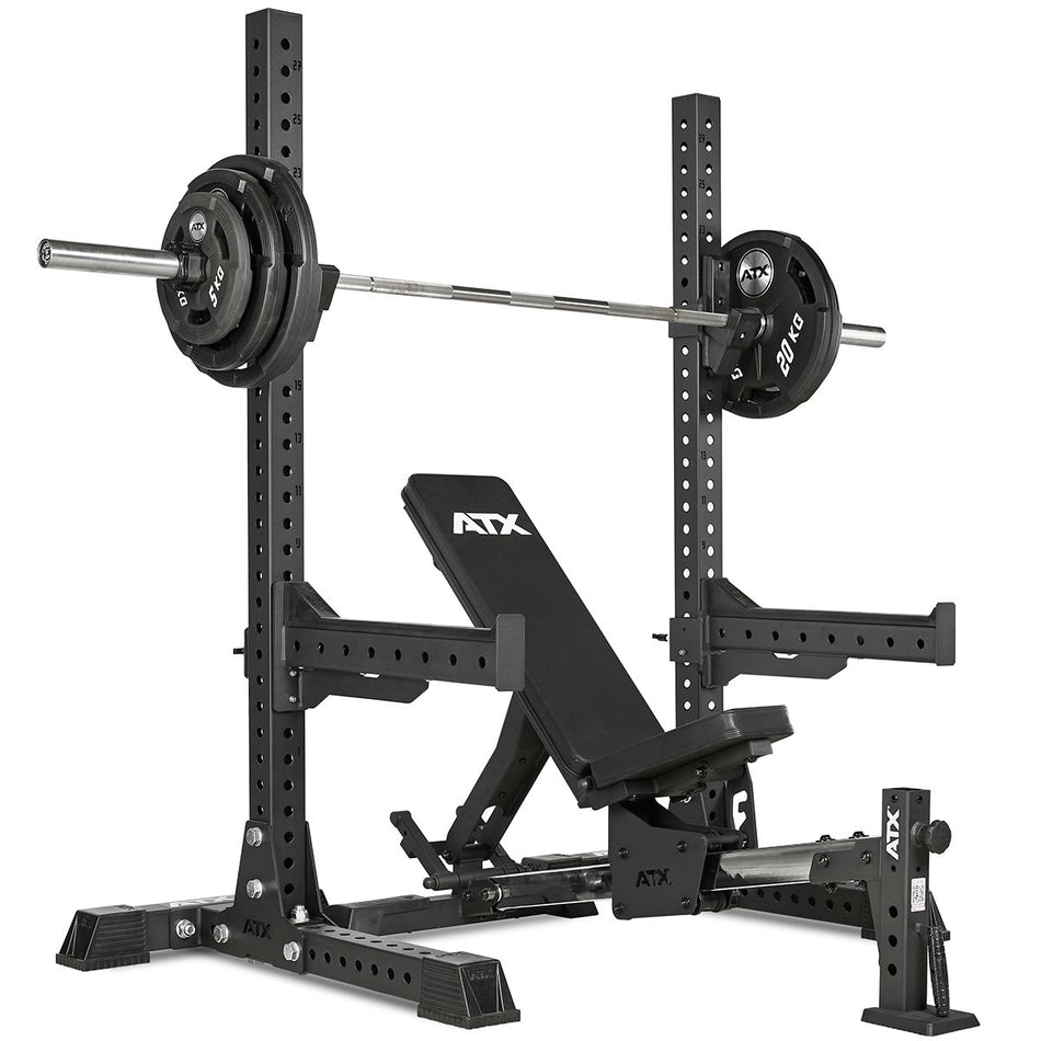 ATX® Free Stands - Squat Rack massiv - freistehend inkl. J-Hooks und Safety Spotter Arms