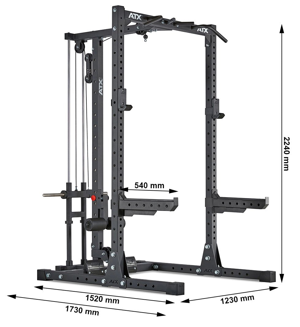 ATX® Half Rack 750 Komplettstation mit Latzug - Plate Load - Half Rack mit Kabelzug