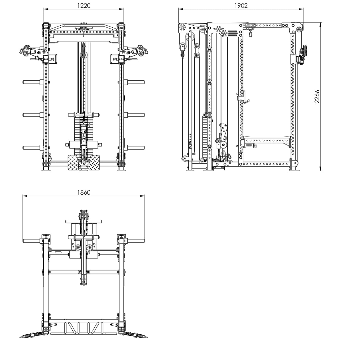 ATX® Hardcore Power Rack & Pull Station FCR - 780 - Power Rack mit Kabelzug