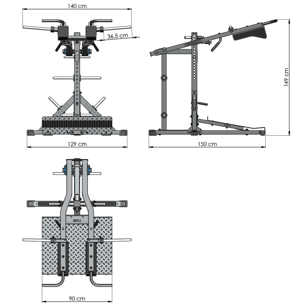 ATX® Kniebeugenmaschine / Wadenmaschine / Viking Press 3 in 1 - Kniebeugenmaschine