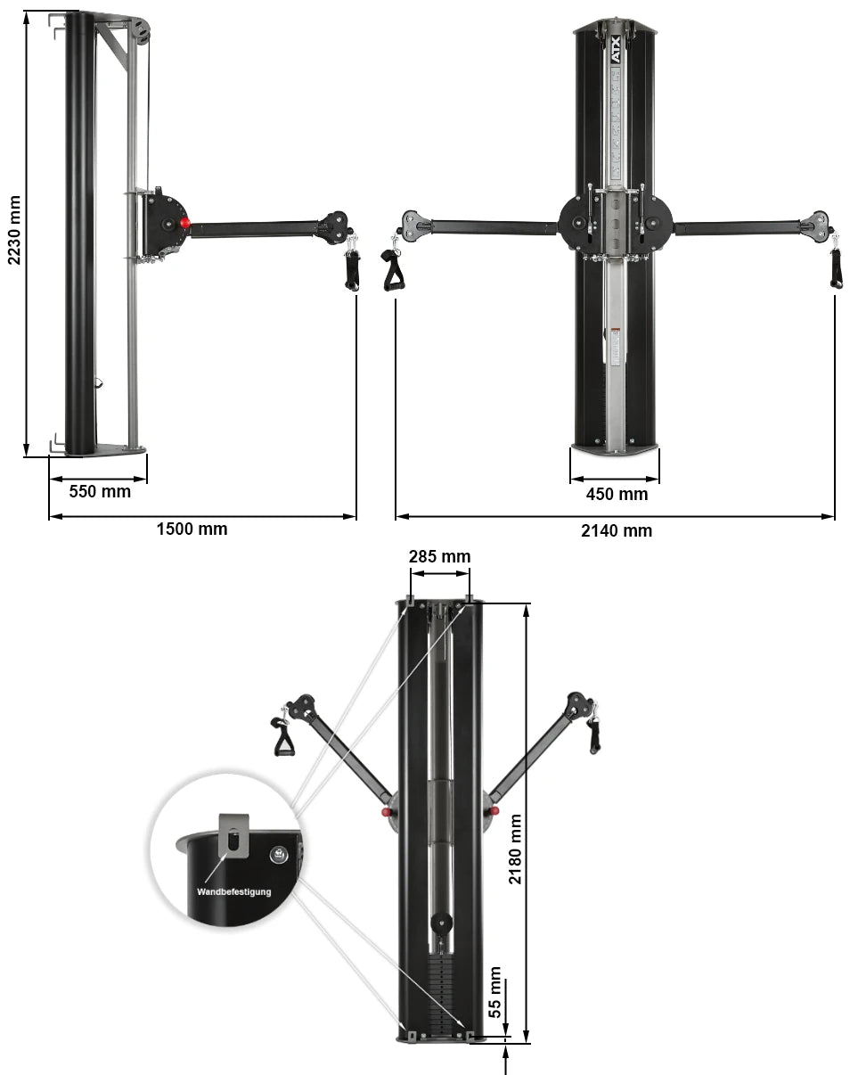 ATX® Multi Functional Kabelzugstation - Wandbefestigung - Dual Kabelzug