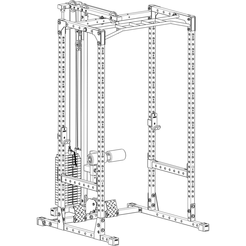 ATX® Power Rack 510 Komplettstation mit Latzugstation 100 kg Steckgewichte - Höhe 198 cm