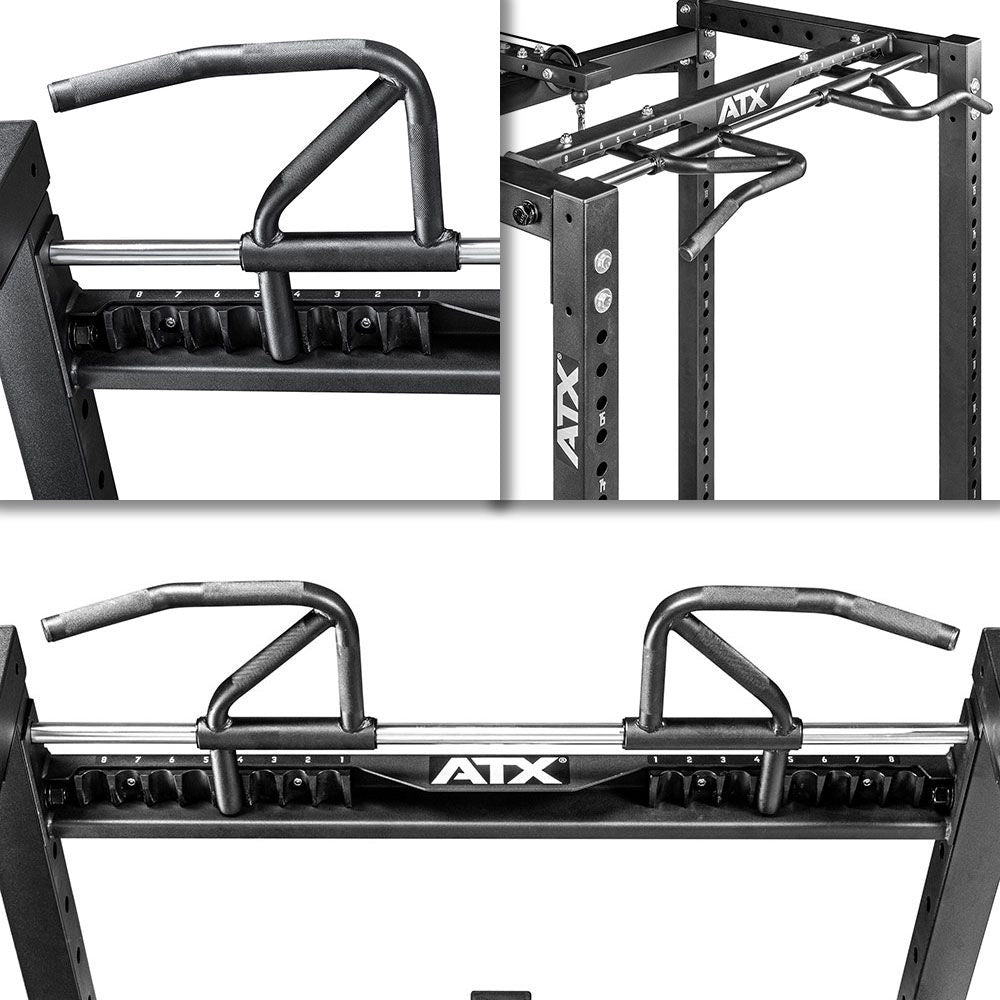 ATX® Power Rack 750 - SET - 160 mit Latzugstation 125 kg Steckgewichte und Indexing Multi Chin - up - Power Rack mit Kabelzug