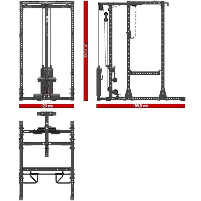 ATX® Power Rack 750 - SET - 160 mit Latzugstation 125 kg Steckgewichte und Indexing Multi Chin - up - Power Rack mit Kabelzug