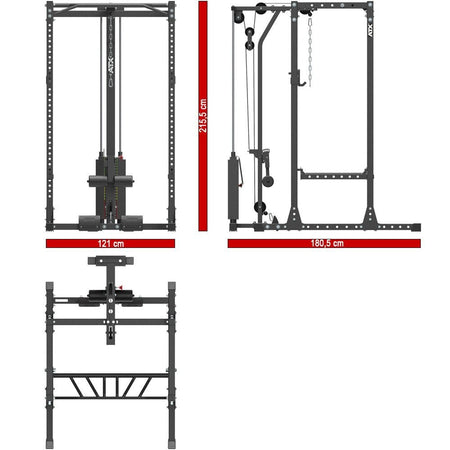 ATX® Power Rack Komplettstation 650 - mit Latzugstation 115 kg Steckgewichte - Power Rack mit Kabelzug