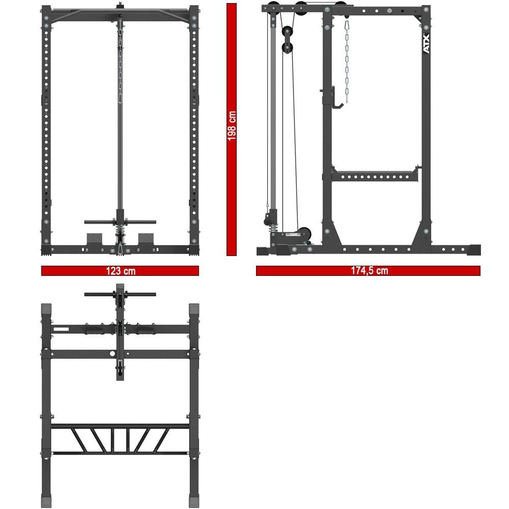 ATX® Power Rack Komplettstation 710 mit Plate Load Latzugstation Höhe 198 cm - Power Rack mit Kabelzug