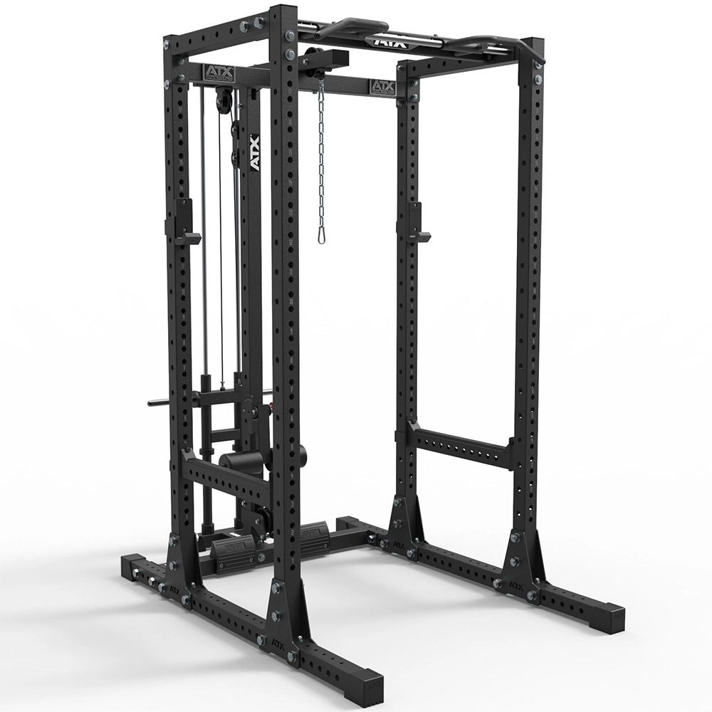 ATX® Power Rack 750 - SET - 140 mit Plate Load Latzug und Indexing Multi Chin - up - Power Rack mit Kabelzug