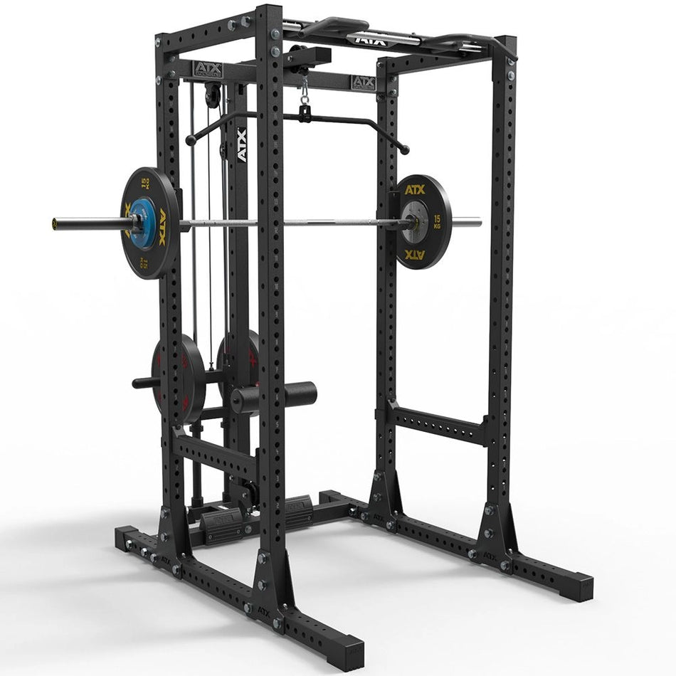 ATX® Power Rack 750 - SET - 140 mit Plate Load Latzug und Indexing Multi Chin - up - Power Rack mit Kabelzug