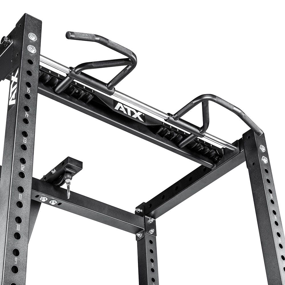 ATX® Power Rack 750 - SET - 140 mit Plate Load Latzug und Indexing Multi Chin - up - Power Rack mit Kabelzug