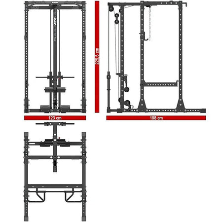 ATX® Power Rack 750 - SET - 140 mit Plate Load Latzug und Indexing Multi Chin - up - Power Rack mit Kabelzug