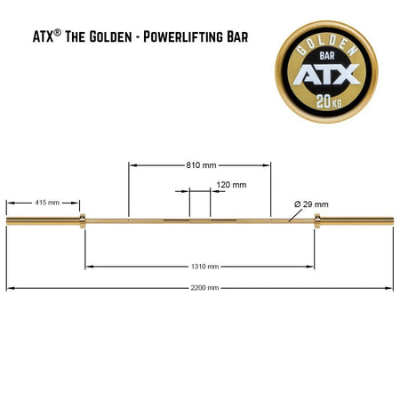 ATX® The Golden Powerlifting Bar 220 cm x 50 mm - Olympische Langhantelstange