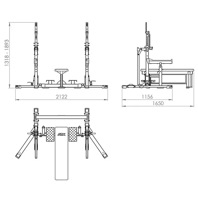 ATX® Wettkampf Drückbank / Combo Rack - IPF Approved - Langhantelbank flach